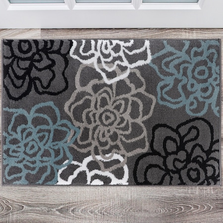 World Rug Gallery Contemporary Modern Floral Flowers 2' x 3' Gray 108D.GRAY2X3